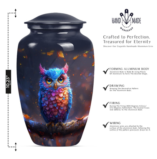 owl urn and velvet pouch, memorial urn for women,