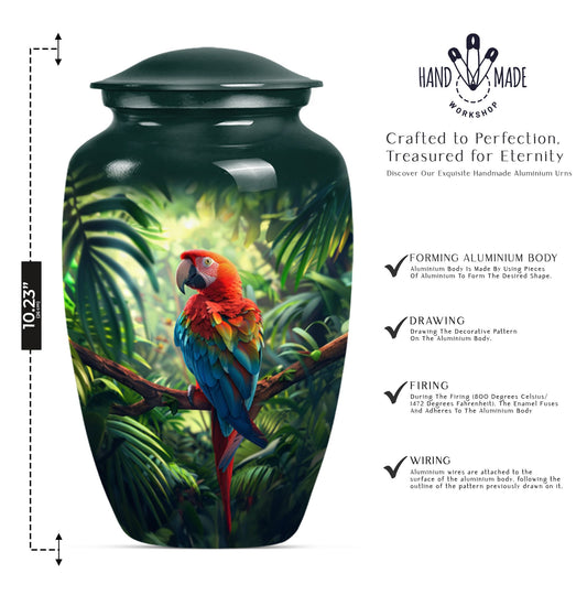 10-inch Macaw parrot style large classic urn for human ashes