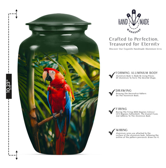 Classic Macaw Parrot Urn, for burial of cremation ashes.
