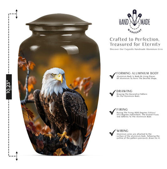 EAGLE Urn with wolf howling theme for cremation ashes