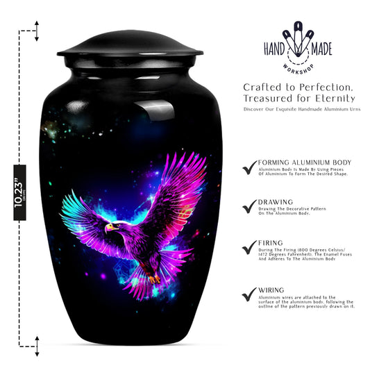 10-inch EAGLE Urn for mom, wolf howling themed memorial urn.