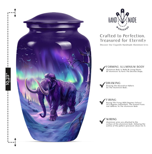 Classic Mammoth Urn featuring a Wolf Howling Theme.