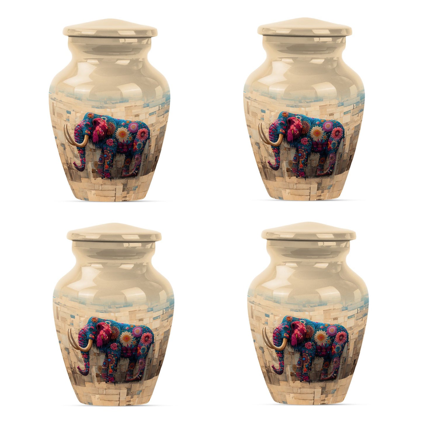 Classic 10-inch mammoth urn with wolf howling theme.