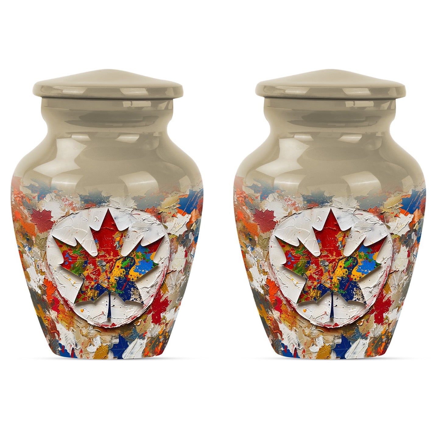 mapple leaf designed aluminum funeral urn for mom