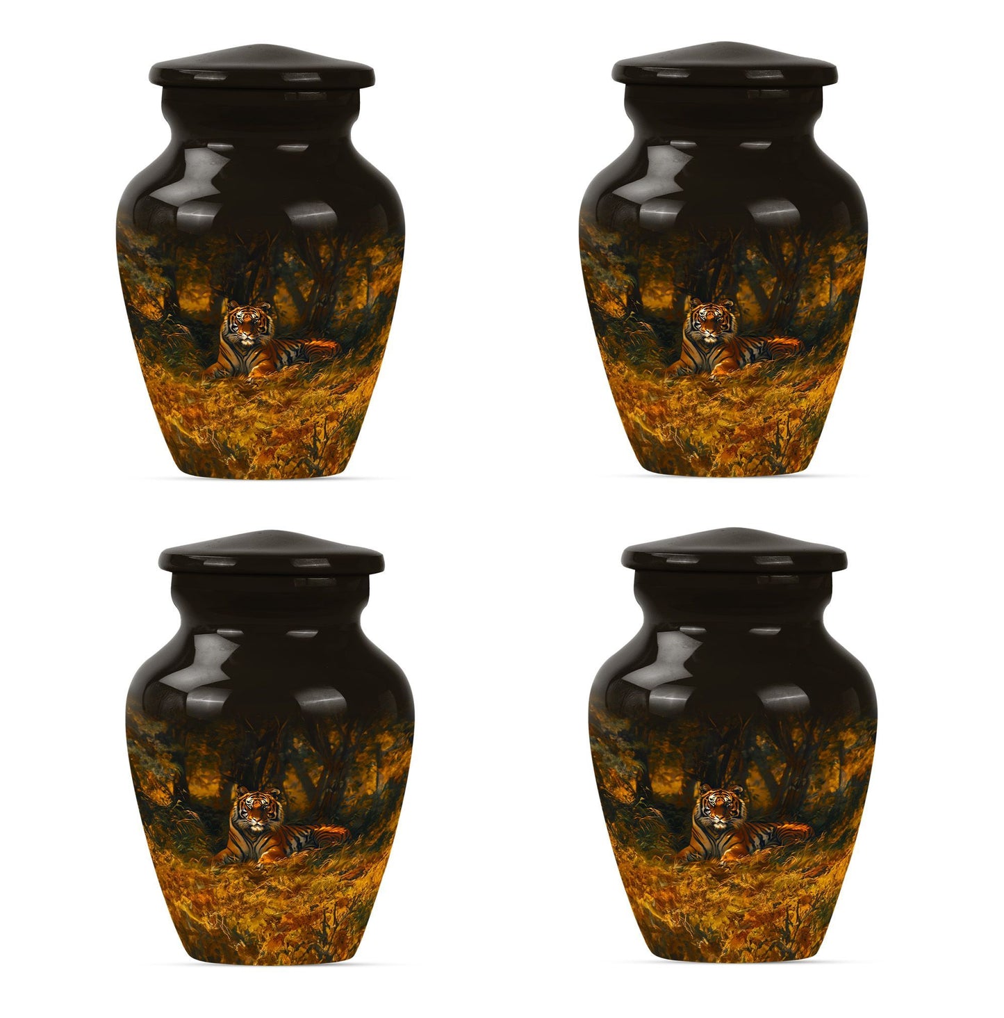 A 10-inch classic tiger urn with a flower theme.