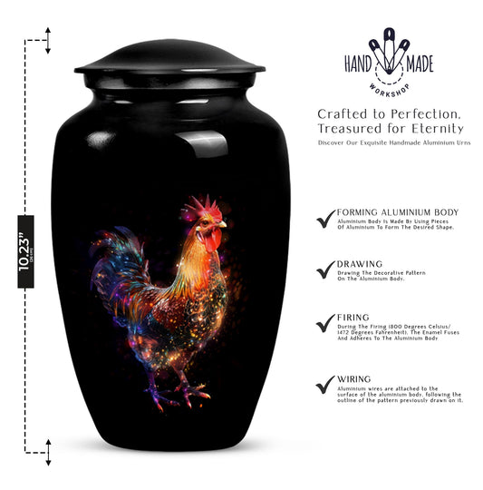Classic floral themed 10-inch chicken Urn.