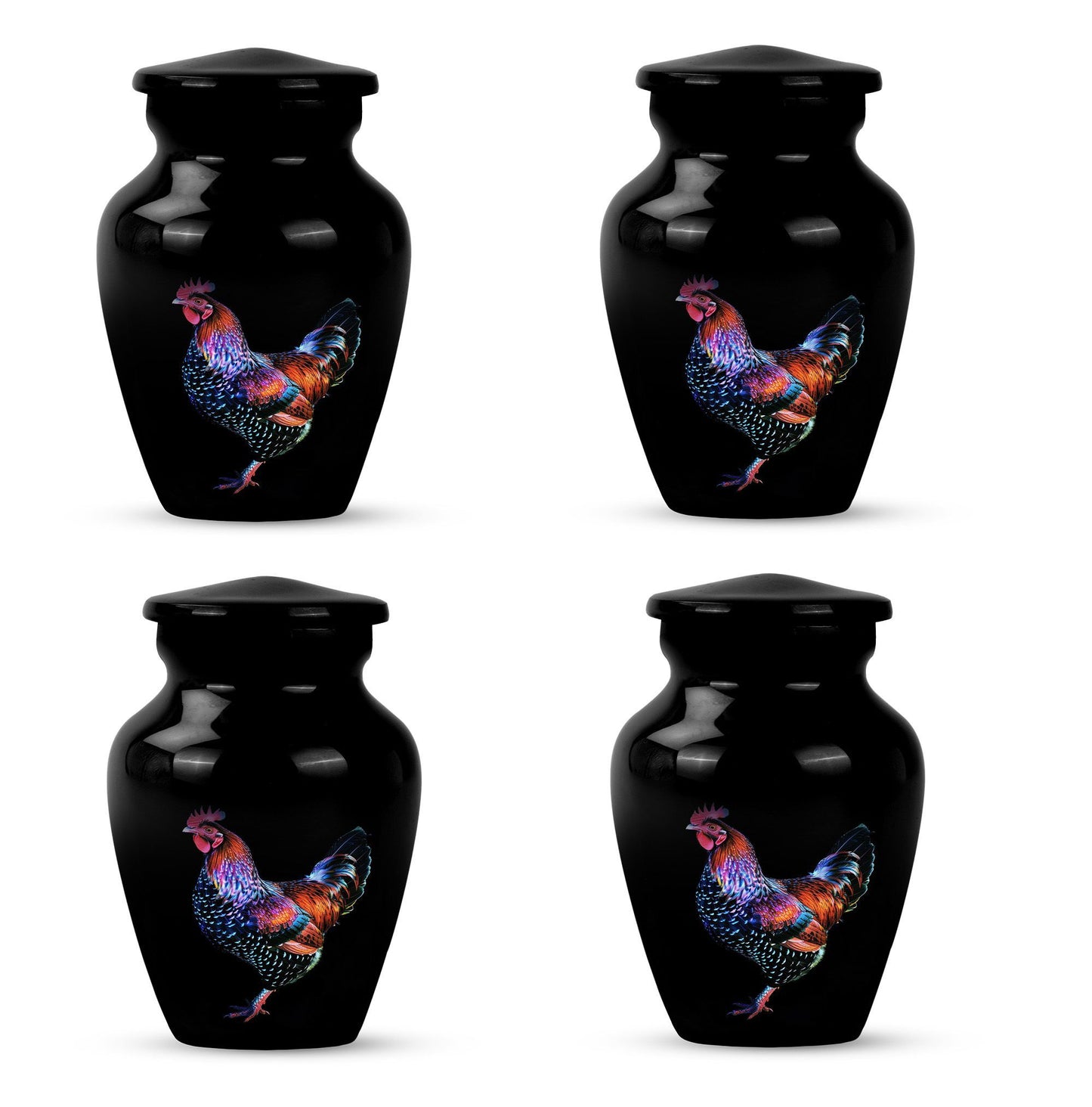 Classic 10-inch chicken-themed memorial urn.
