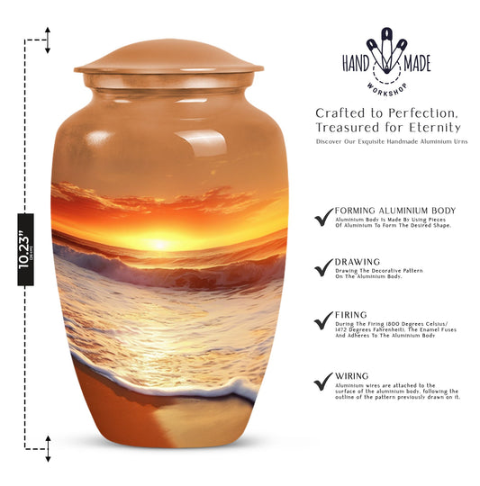 beach urn with flowers theme,