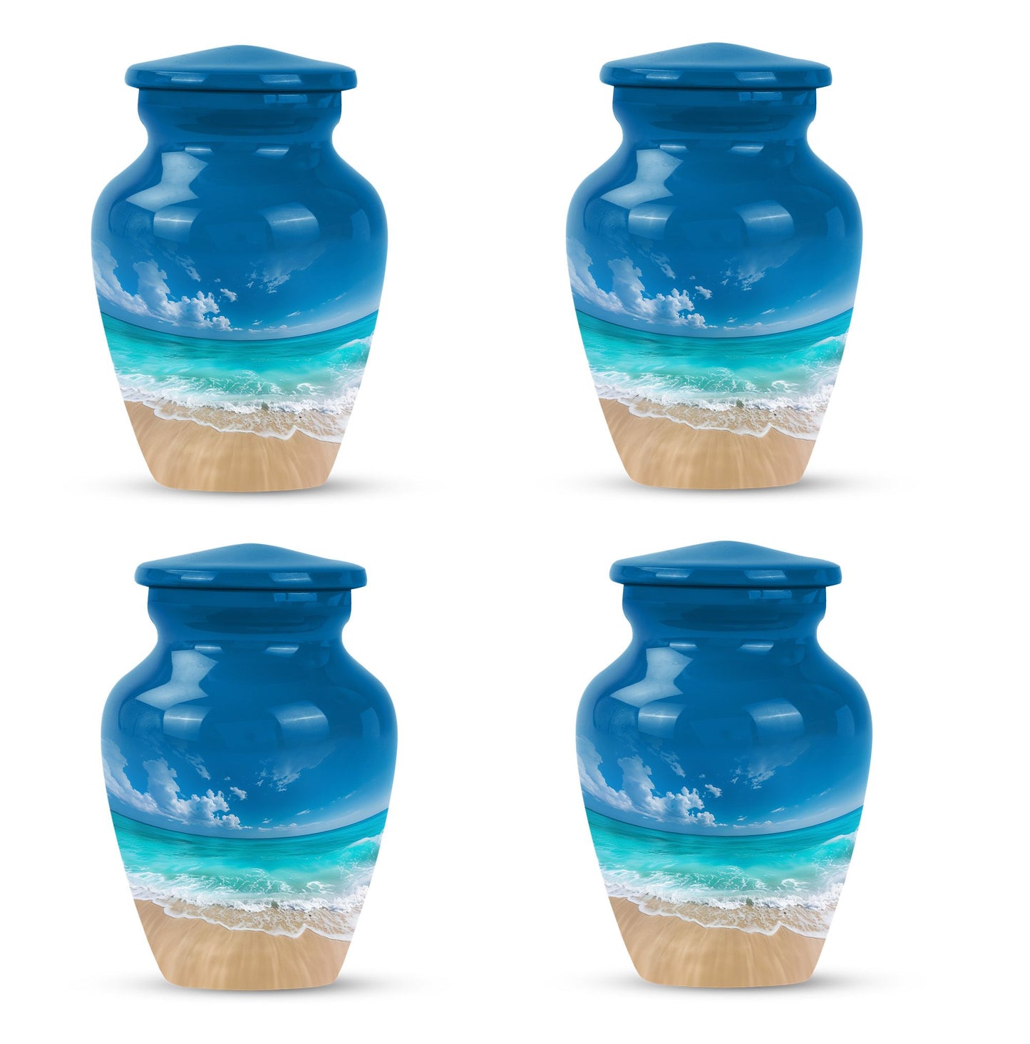 Classic 10-inch floral beach urn for adult ashes,