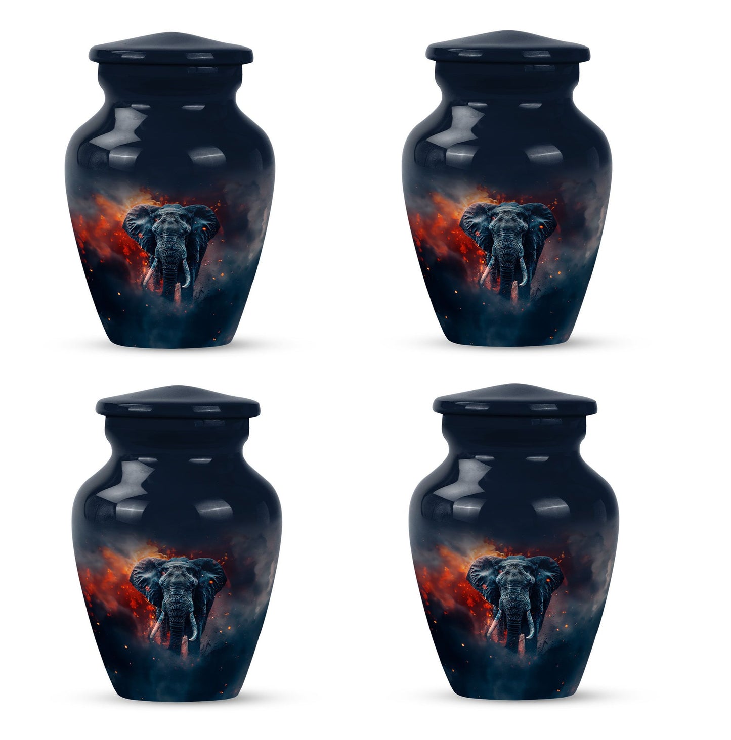 elephant-themed aluminum cremation urn