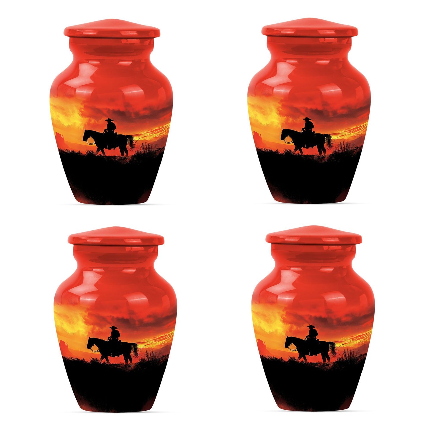 10 inch classic aluminium cowboy urn with butterfly theme,