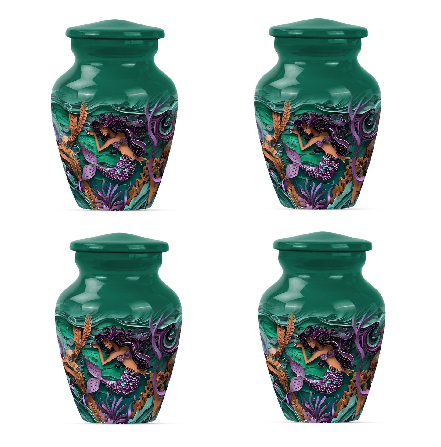 mermaid themed memorial urn