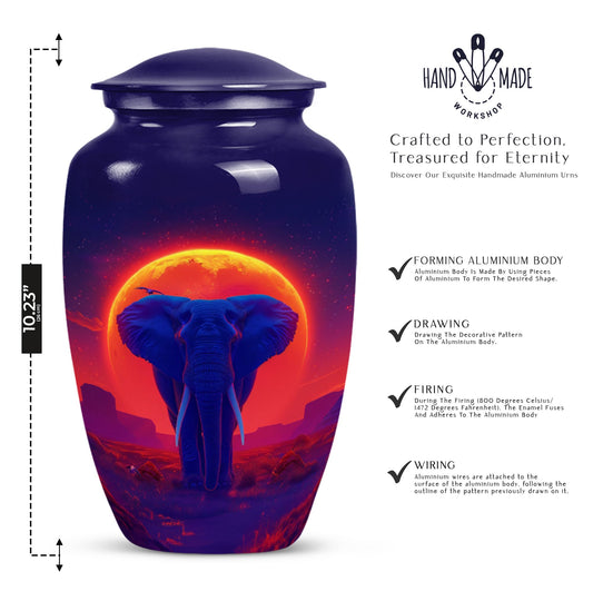Large 10 inch classic elephant urn with butterfly design.