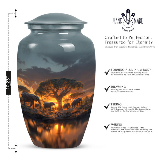 Classic 10-inch Elephant Family Urn.
