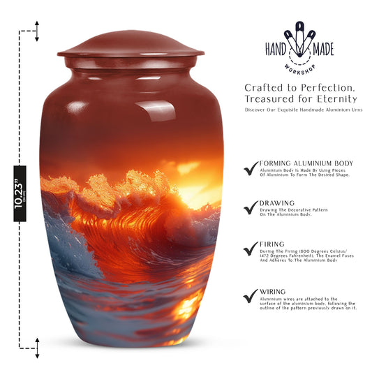 ocean waves Urn with butterfly