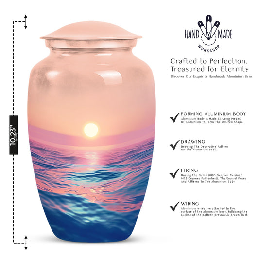 Classic ocean waves urn for adult human ashes.