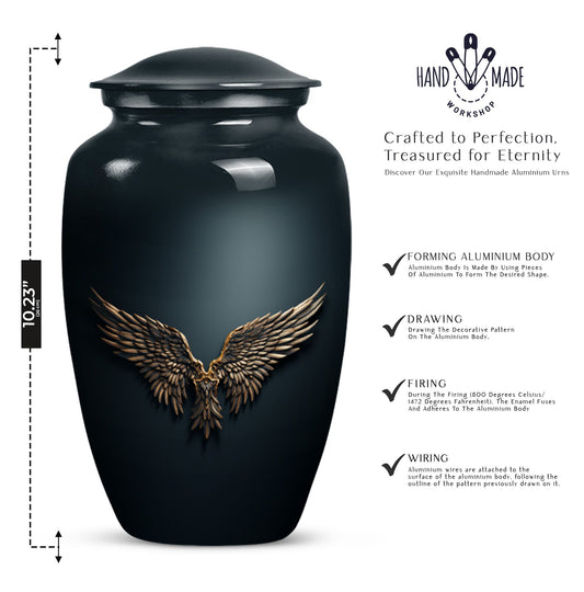 10-inch classic, wings blue urn with butterfly theme.