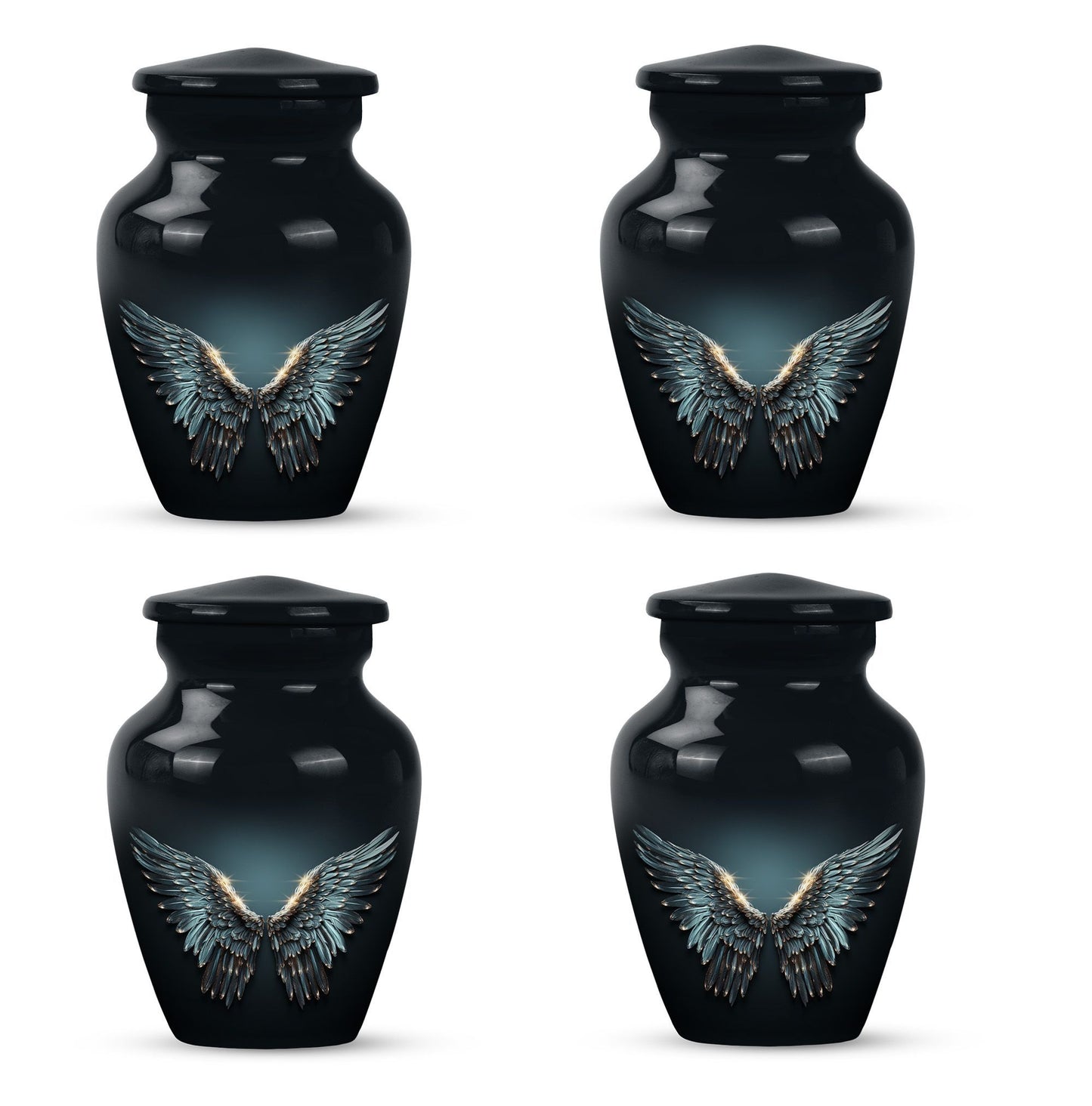 wings blue urn for adult ashes with butterfly theme