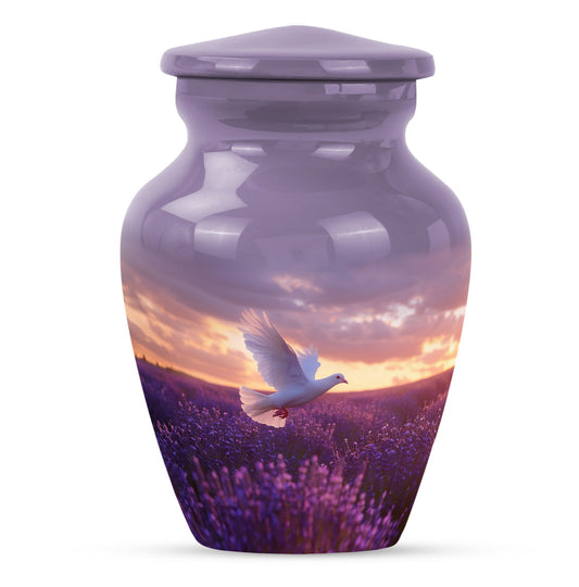 White Dove On Purple Theme 3 Inch Keepsake