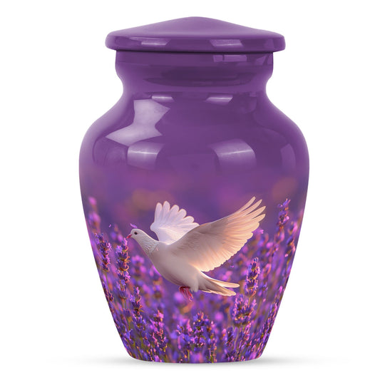 White Dove On Purple Theme 3 Inch Keepsake