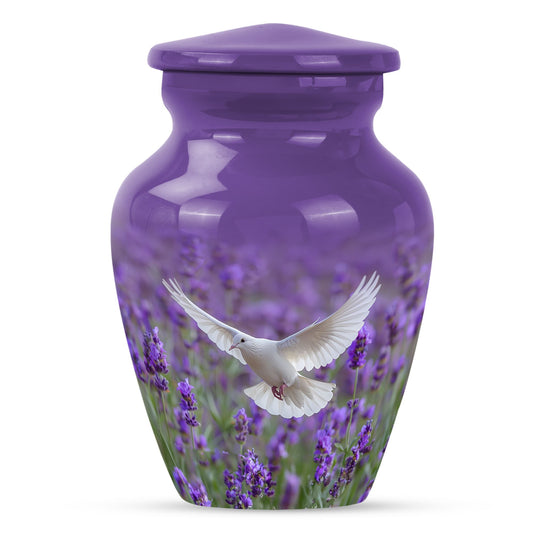 White Dove On Purple Theme 3 Inch Keepsake