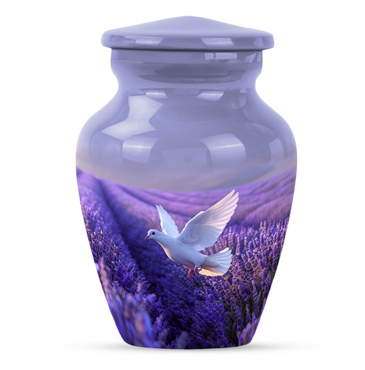 White Dove On Purple Theme 3 Inch Keepsake