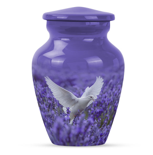 White Dove On Purple Theme 3 Inch Keepsake
