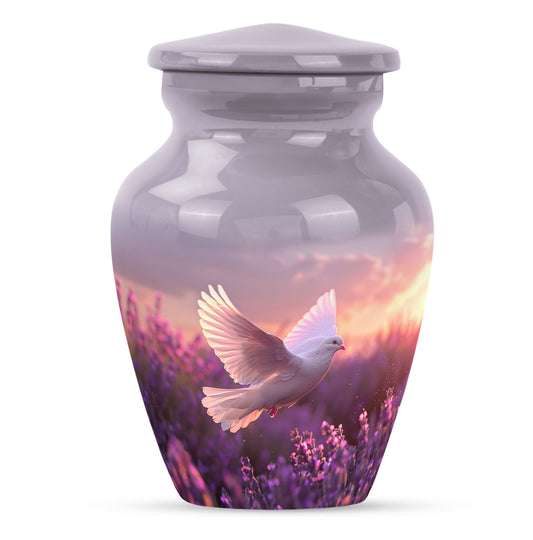 White Dove On Purple Theme 3 Inch Keepsake