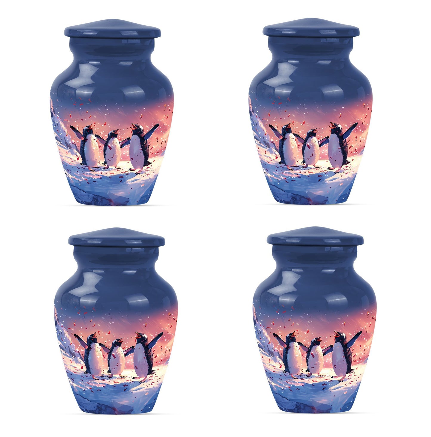 10-inch Penguin Urn with butterfly theme.