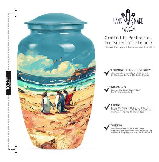 10 inch Butterfly-themed Penguin Dad Cremation Urn,