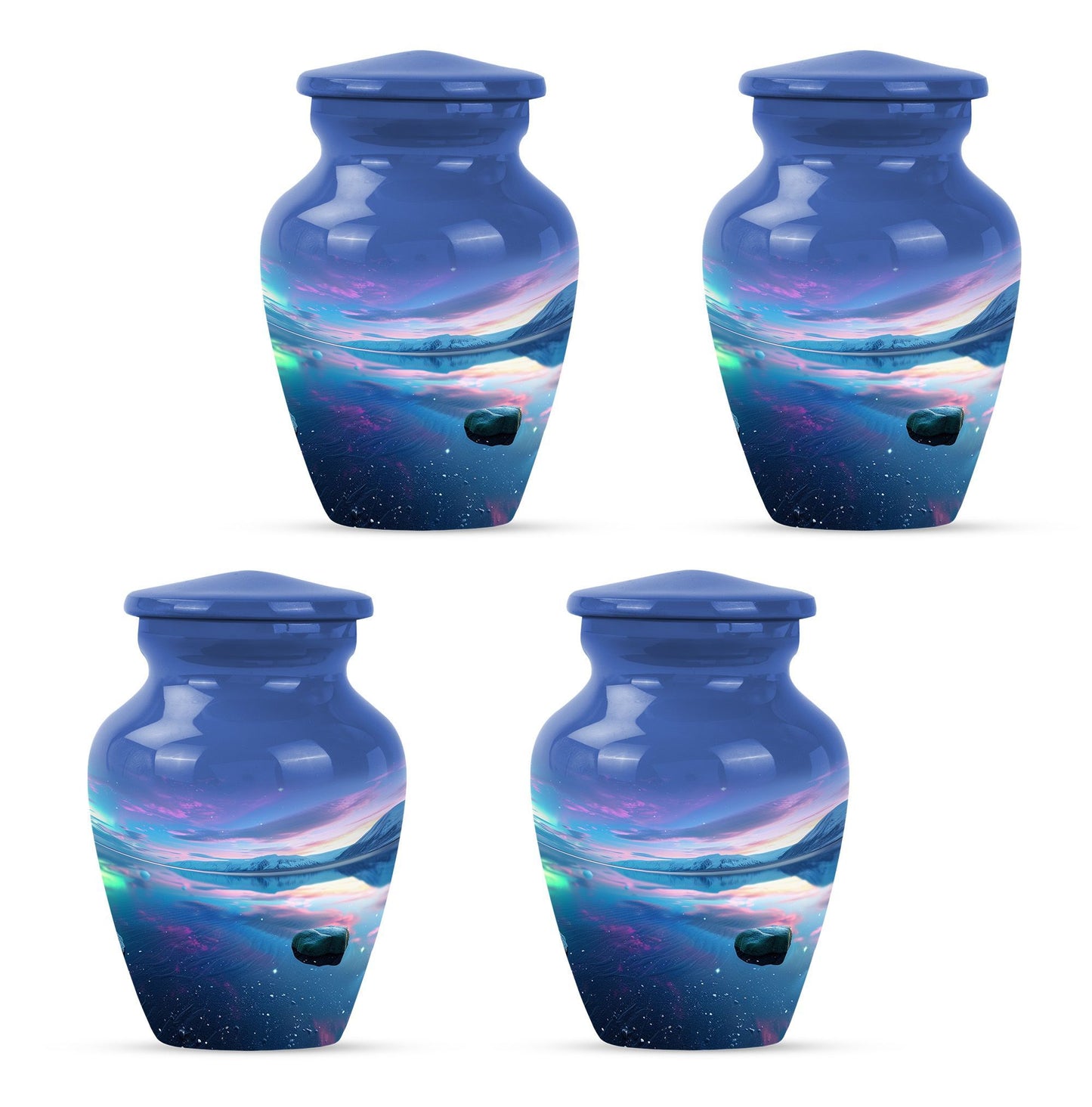 10-inch Arora Borealis Aluminum Cremation Urn.