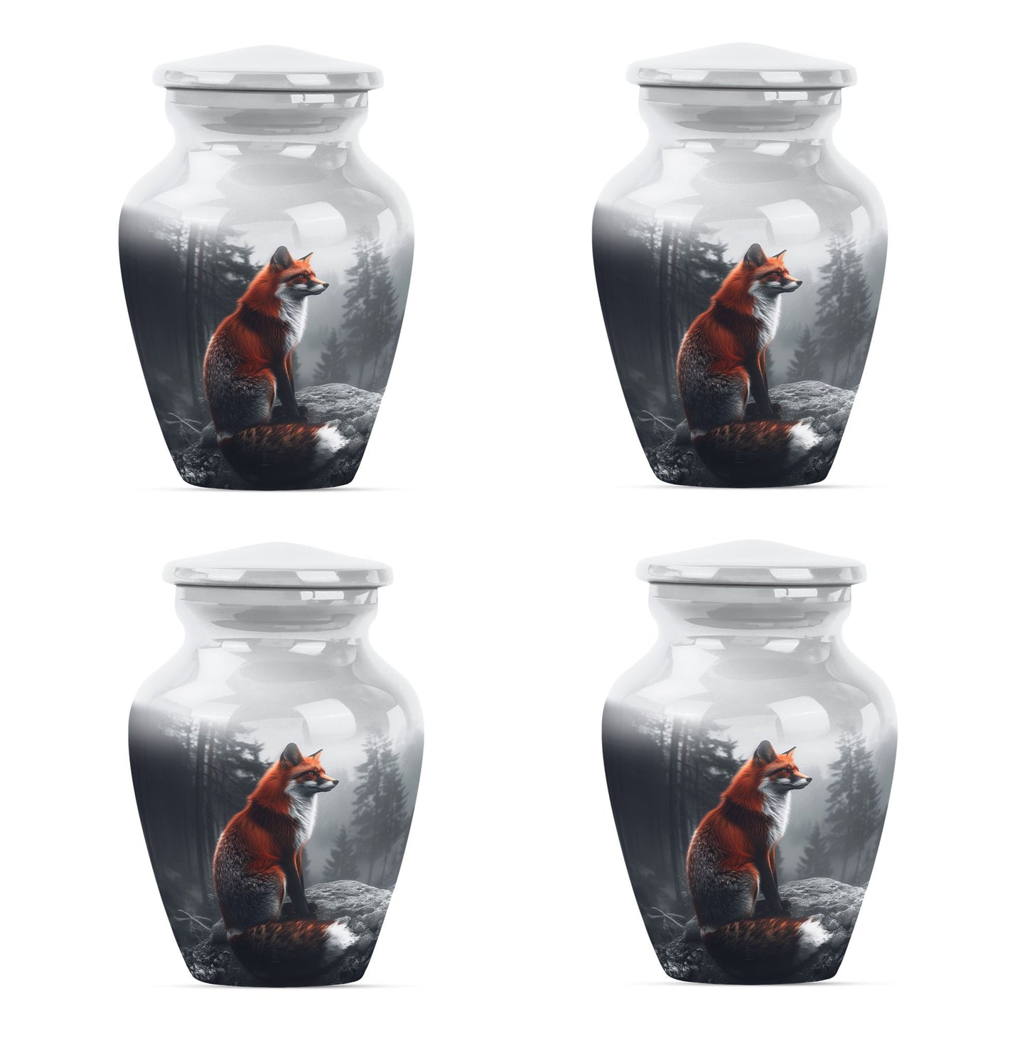 fox urn, butterfly-themed, funeral decorative urn