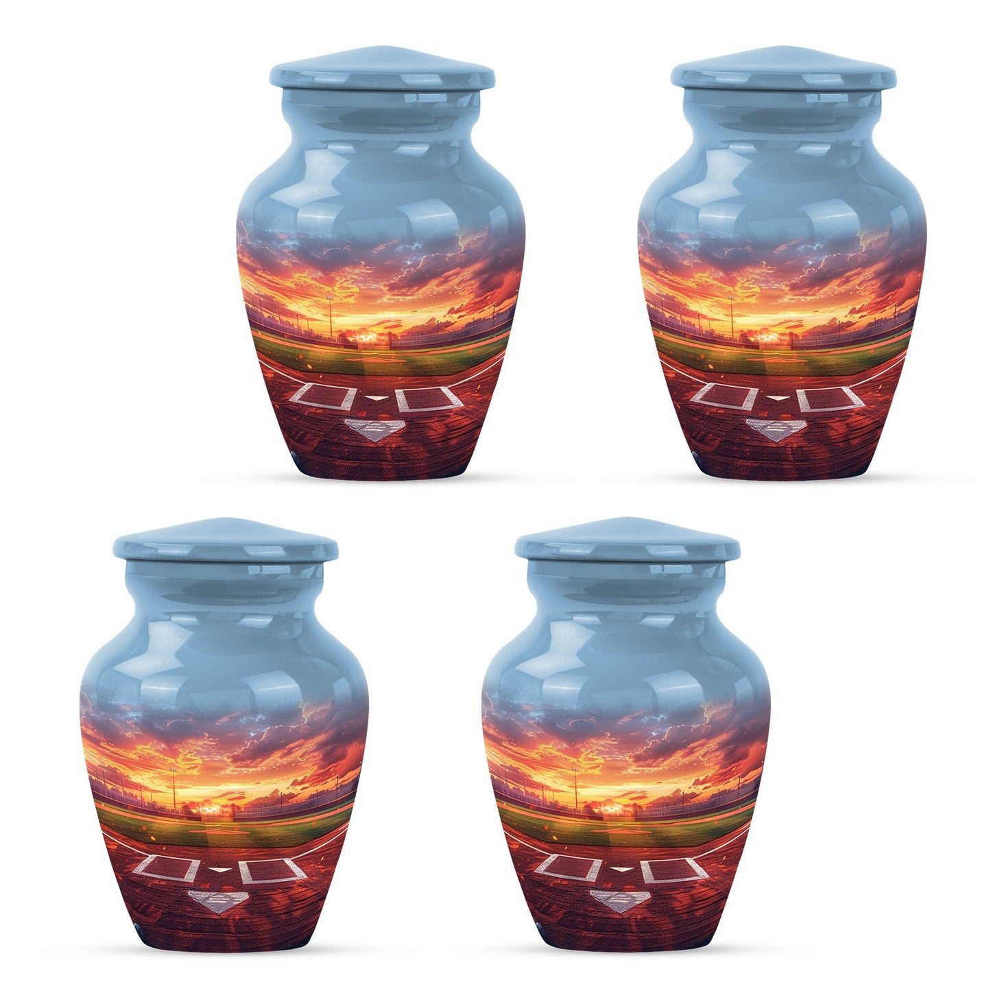 Classic 10-inch baseball urn with butterfly theme.