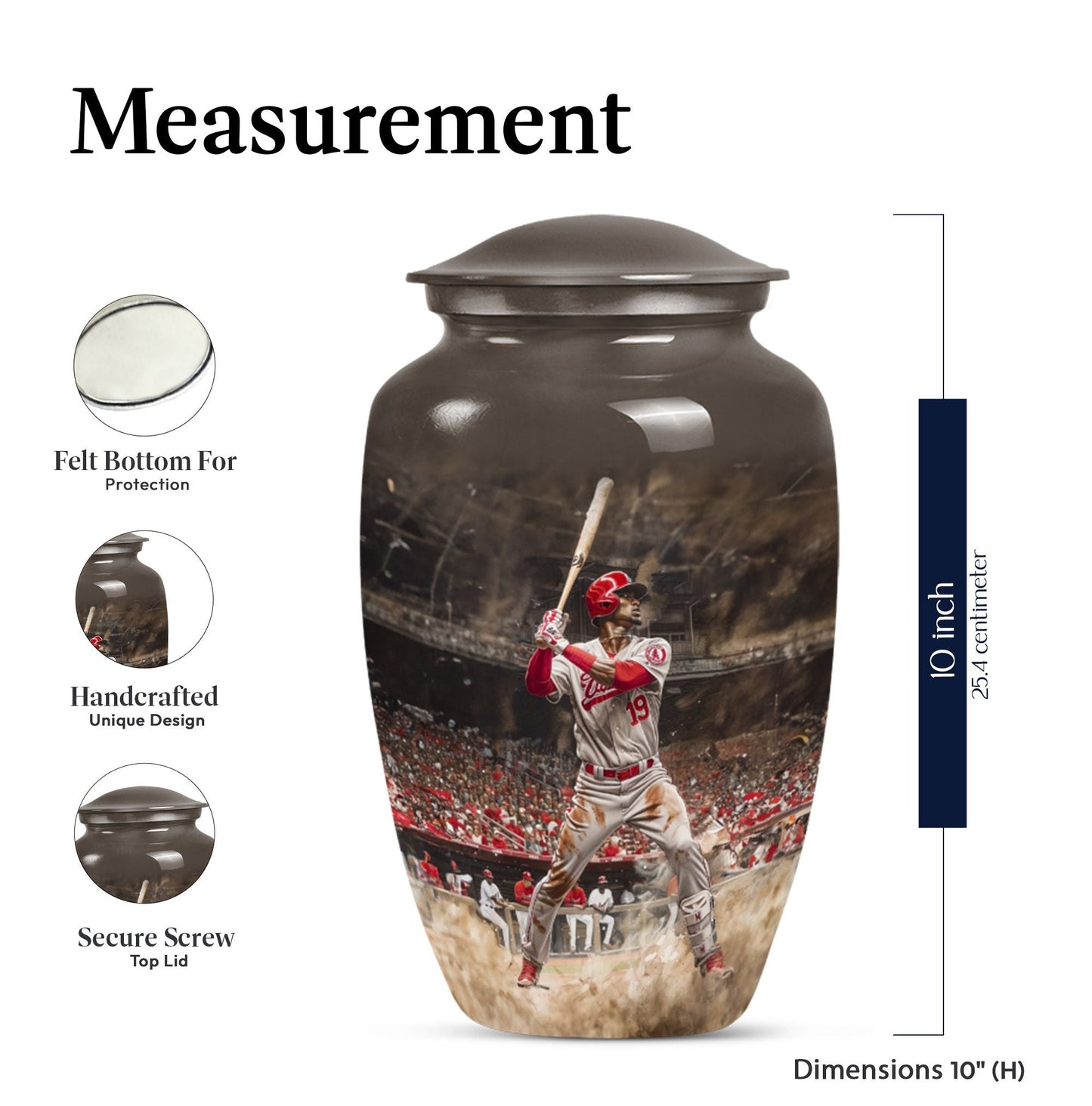 Personalized Military Cremation Urn for Human Ashes - 10-inch, 200 cu in - Yatskia