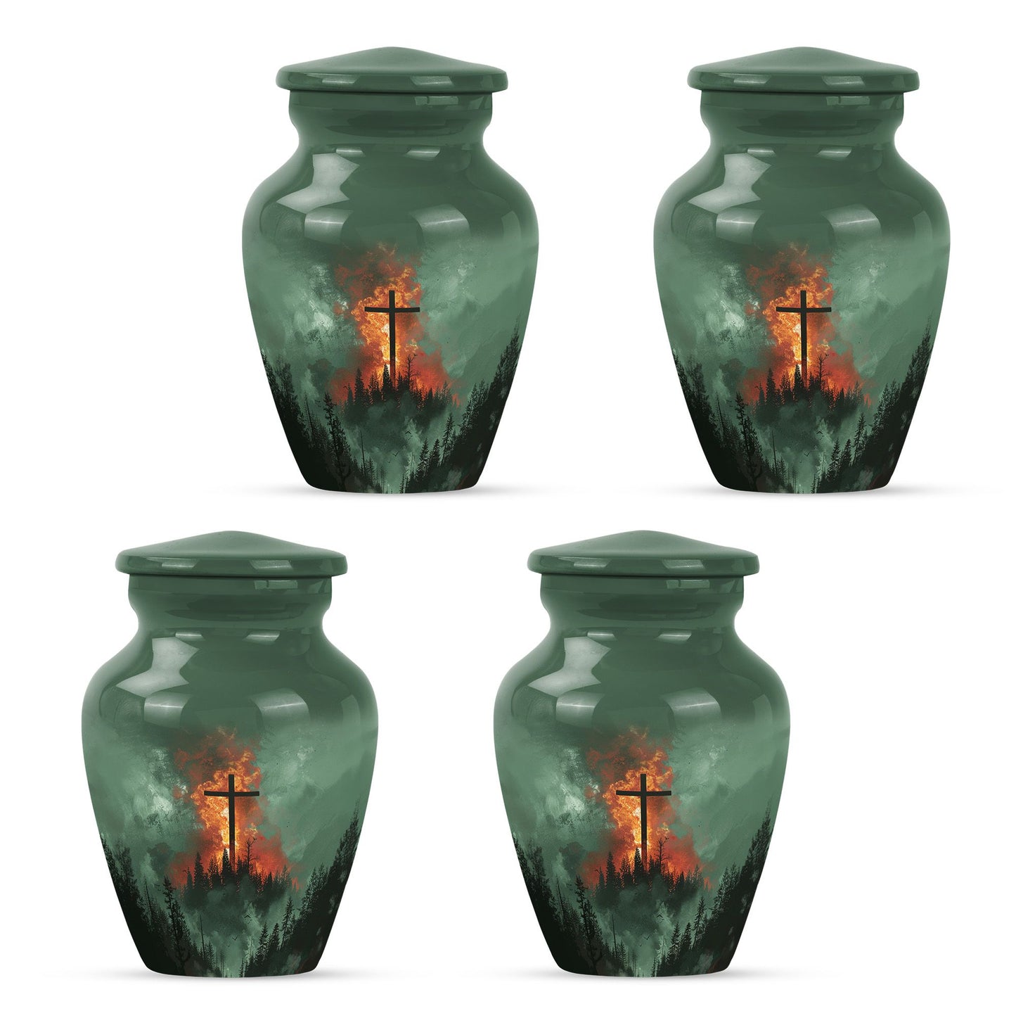 gramophone-themed cross urn