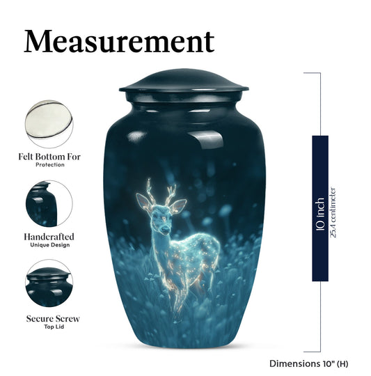 Classic aluminium deer urn for mother's cremation ashes