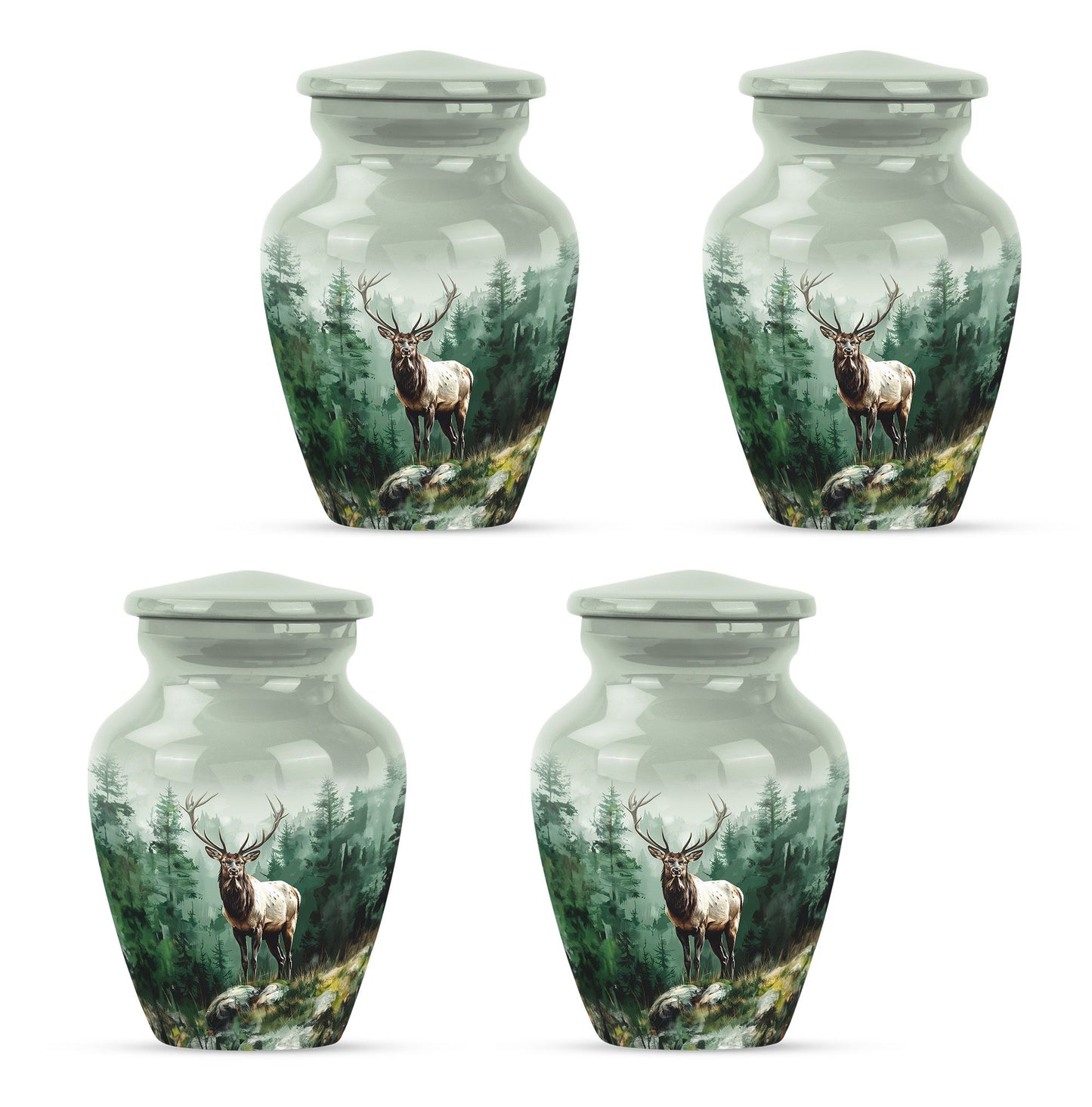 Classic 10-inch aluminium deer urn for human ashes.