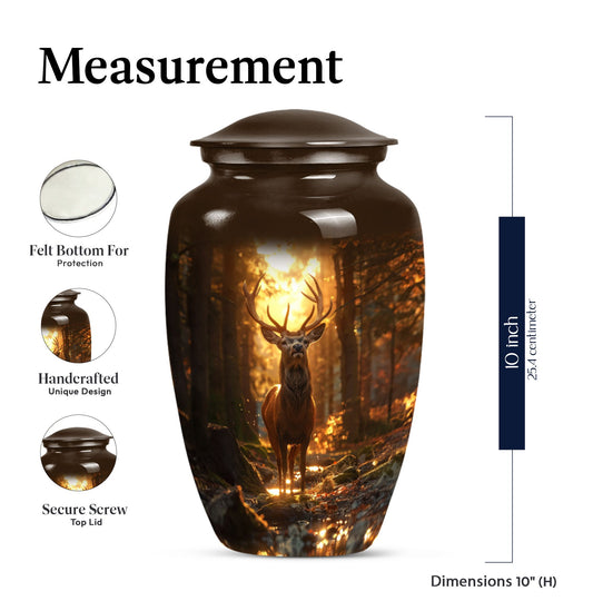 deer urn, memorial large urn for women, gramophone-themed