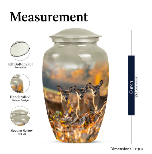 Classic 10-inch Deer Family Memorial Urn,