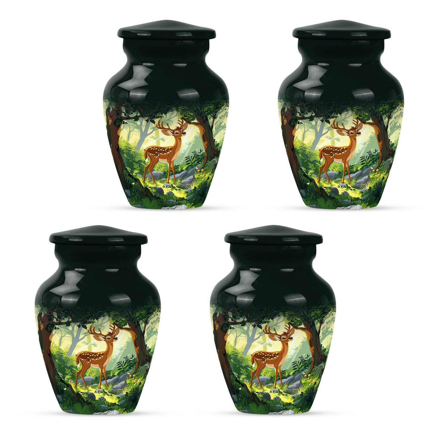10-Inch aluminium deer urn.