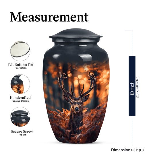 Classic 10-inch aluminium deer urn for ashes.