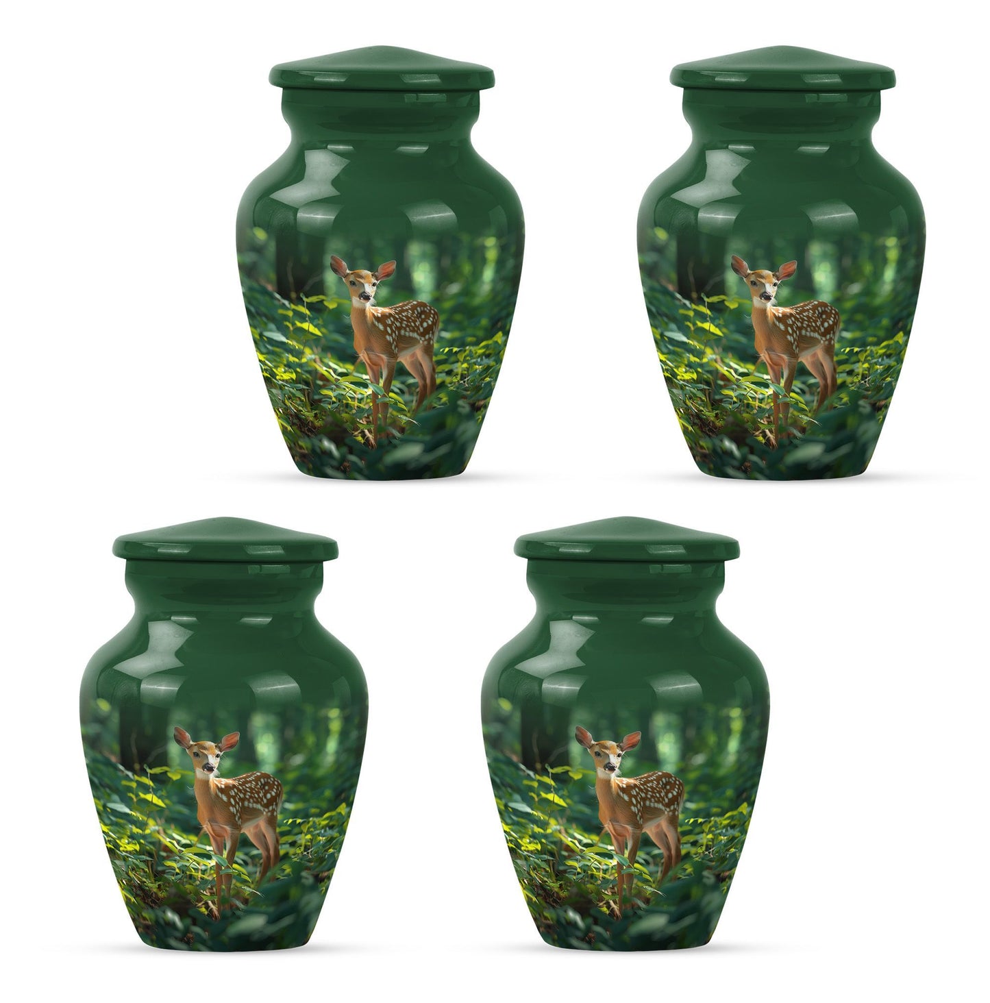 10-inch deer urn, classic design with gramophone theme.