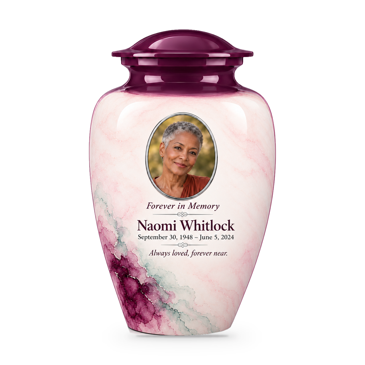 Yatskia Eggplant Starwash 10-inch adult urn on white background