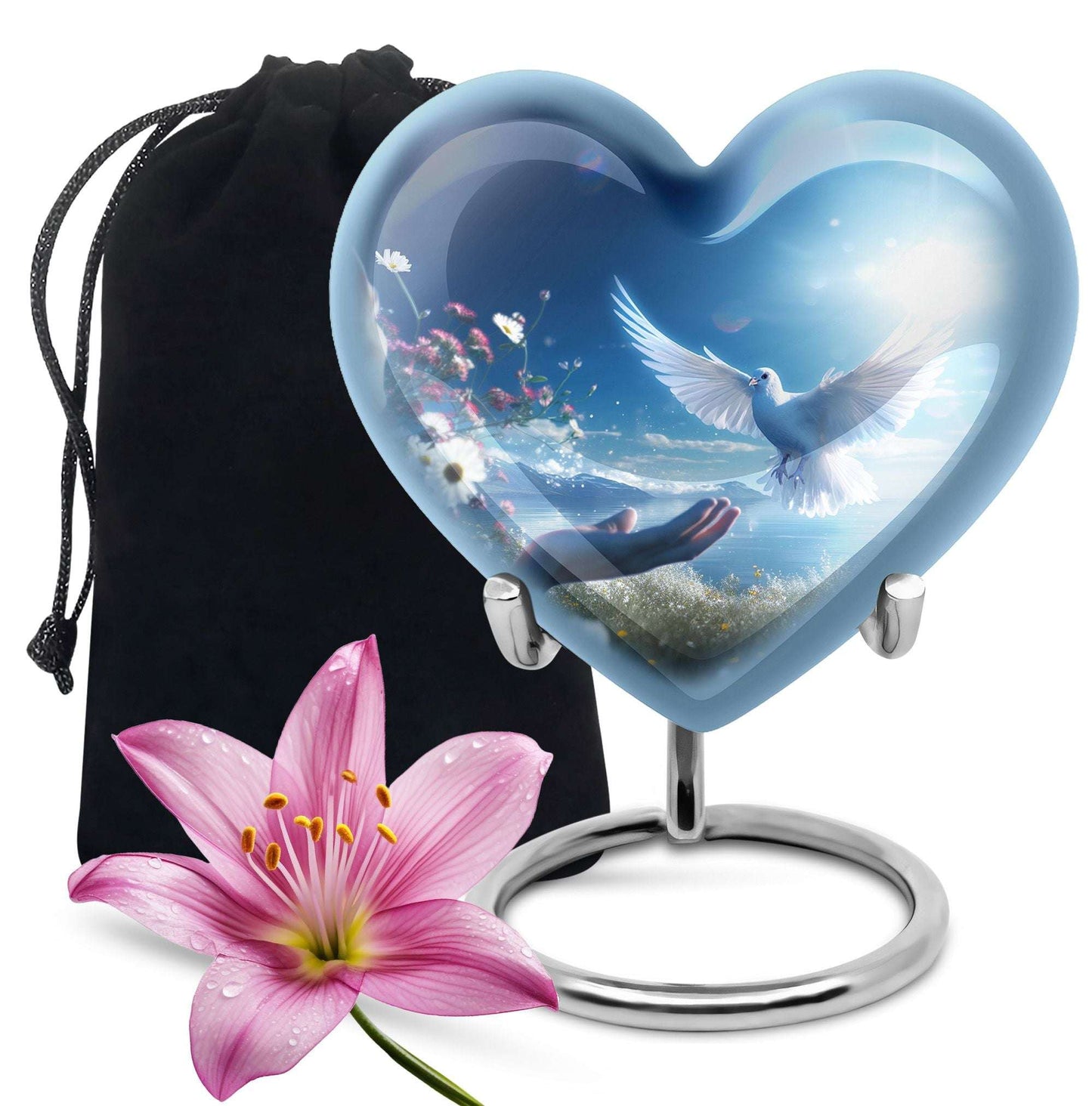 Dove Funeral Urn For Human Ashes - Blue Memorial Keepsakes For Ashes