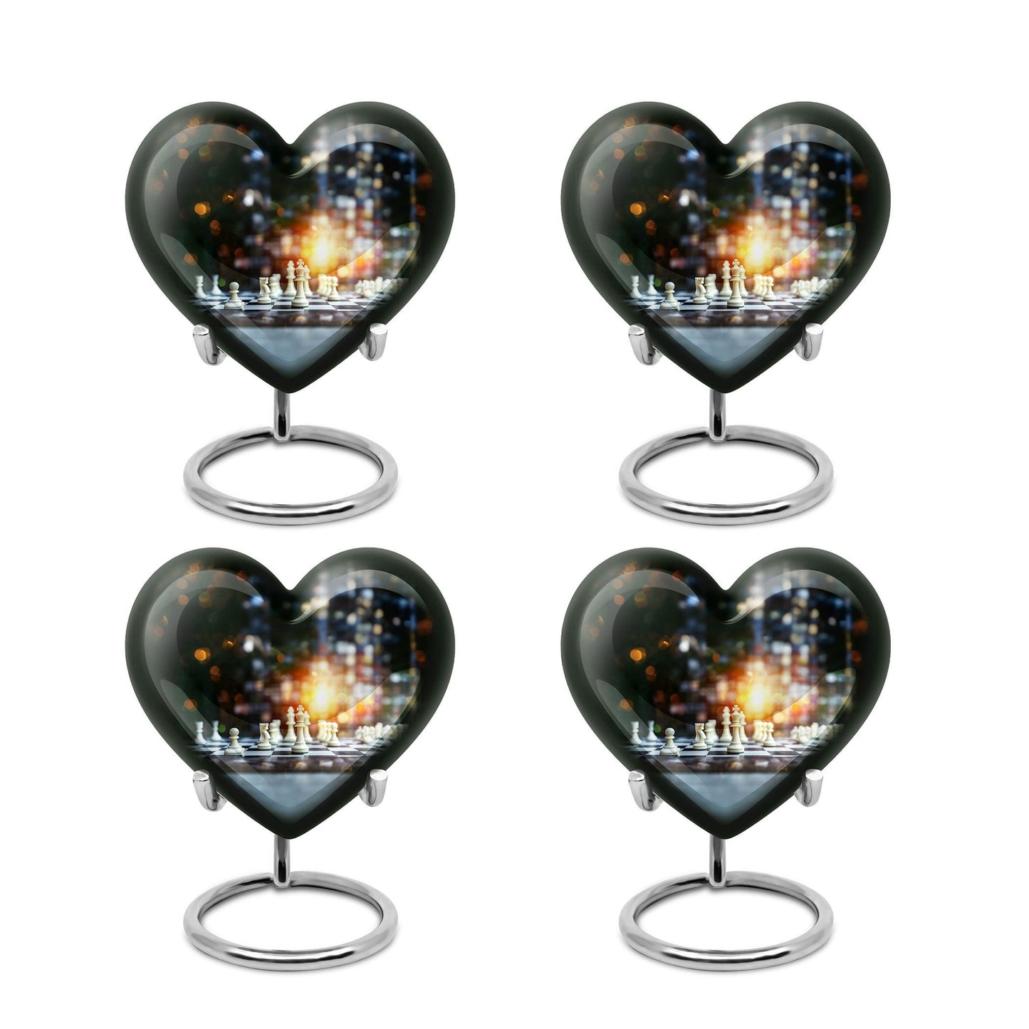 Chess Themed Heart Urn for Men