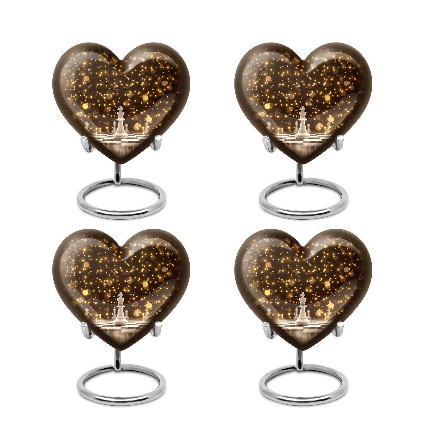 chess-themed heart urn for men's ashes