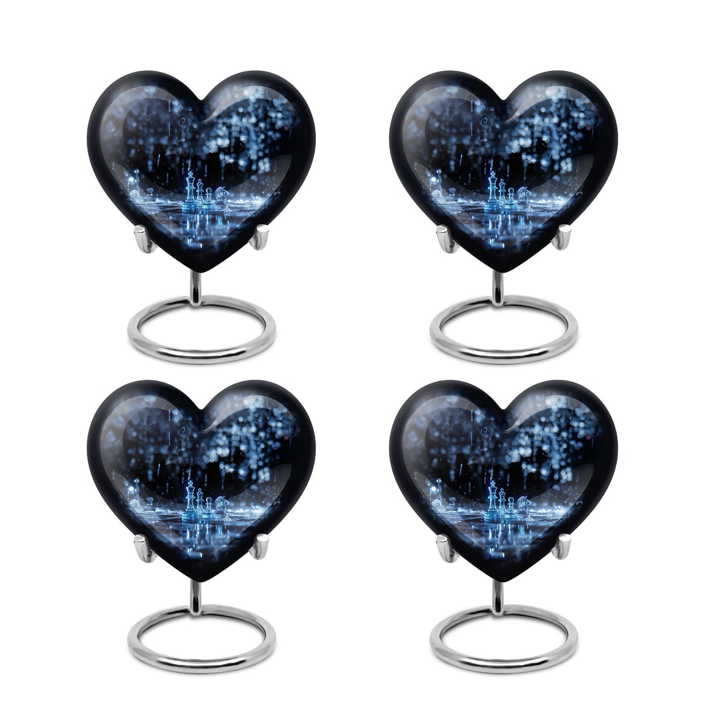 Chess Themed Heart Shaped Cremation Urn for Men