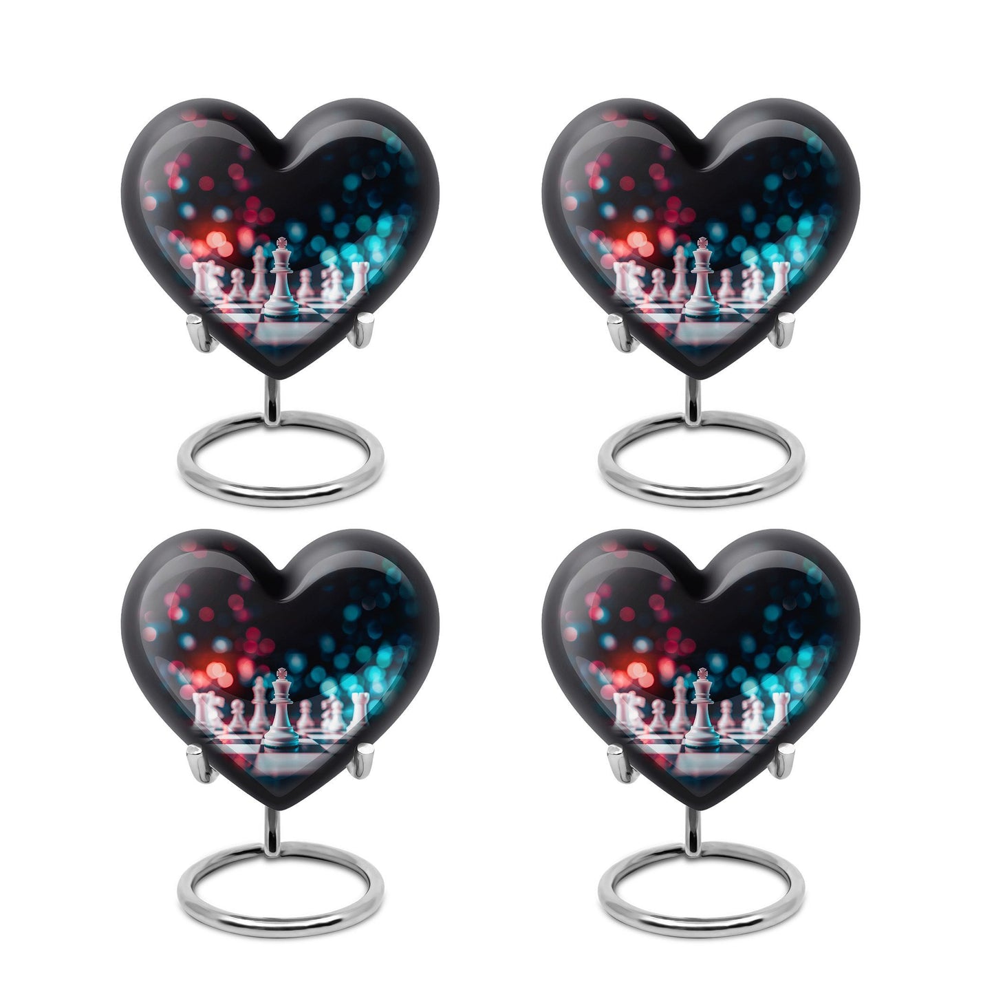 Chess-themed Heart Urn for female