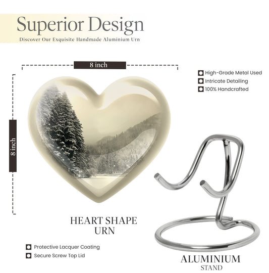 heart-shaped Snowflakes cremation urn