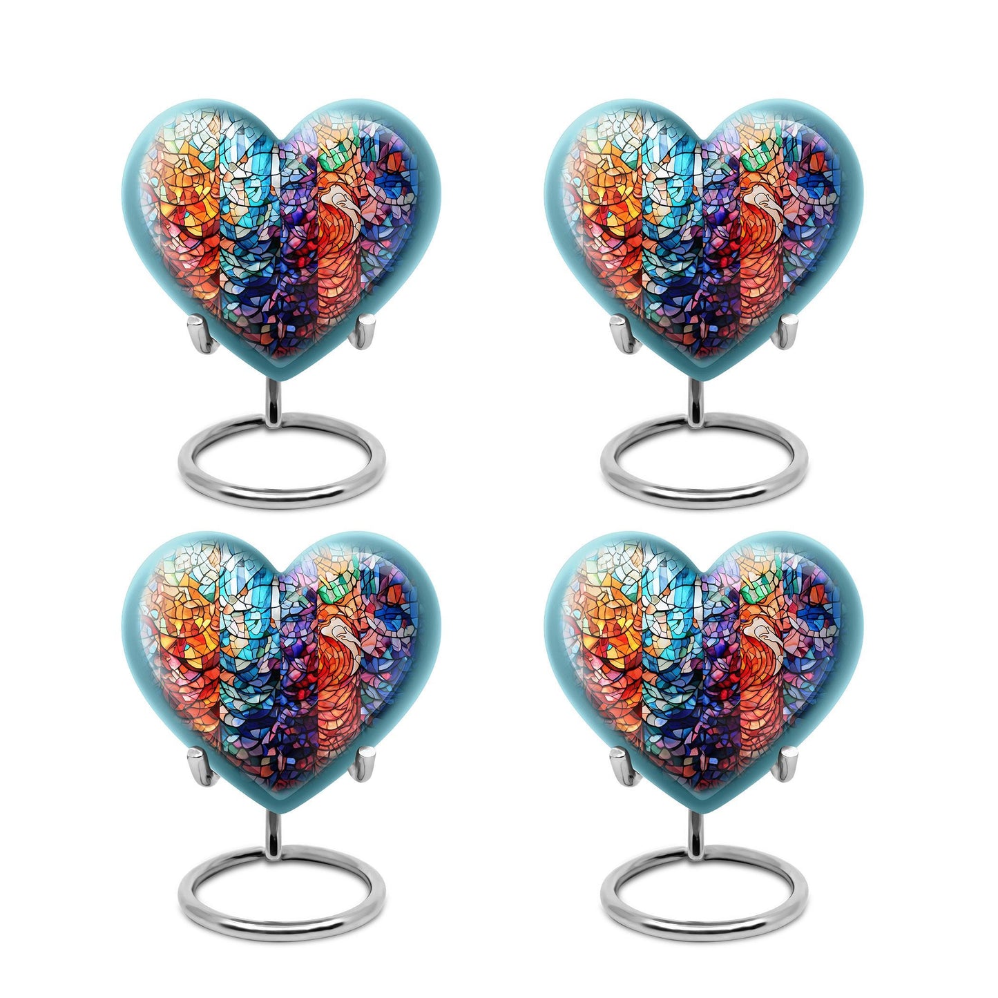 heart shaped stained glass urn for woman's cremation